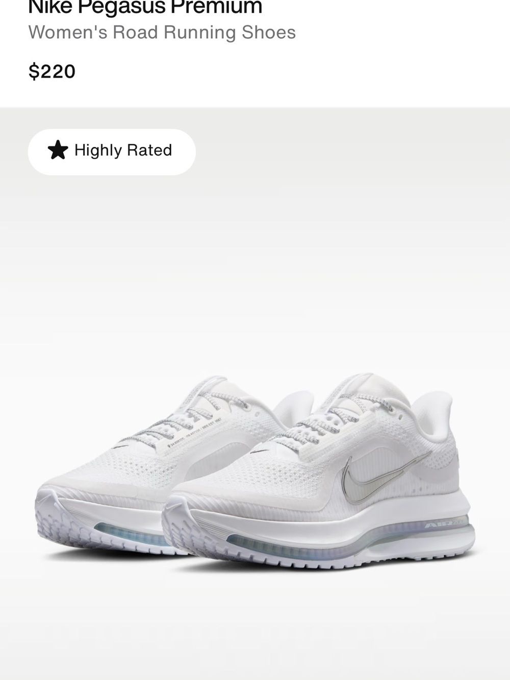 Nike Women's Running Shoes - White with Silver Swoosh size 8.